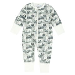 Pyjamas i ull bambus Offwhite-grå
