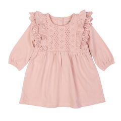 Kjole med volanger og lang erm Rosa