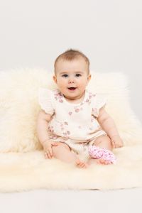 Hel drakt med volang og print Offwhite