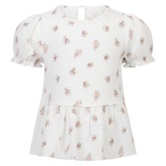 Bluse i musselin med blomstermønster Hvit-blomstret