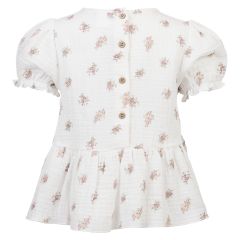 Bluse i musselin med blomstermønster Hvit-blomstret