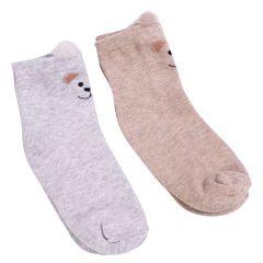 Sokker 2pk bamsemotiv Beige-grå