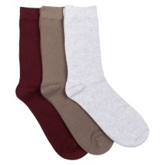 Sokker 3pk Grå-brun-burgunder