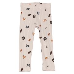Ribbestrikket bukse med dyremotiv Beige