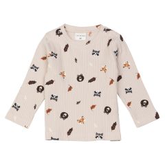Ribbestrikket genser med dyremotiv Beige