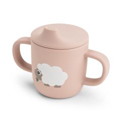 Drikkekopp i silikon med tutlokk Dus rosa