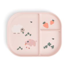 Tallerken Foodie sklisikker med 3 separate rom Dus rosa