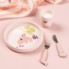Barnetallerken med stick & stay funksjon Dus rosa