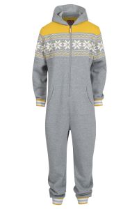 Vinterstjerne jumpsuit vinter gråmelert med gult mønster