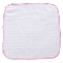 Vaskeklut med kanting i 5pk 28x28cm hvit-rosa