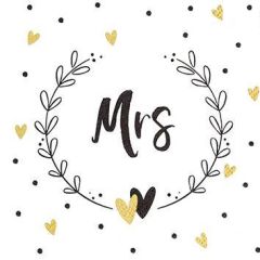 Mr&Mrs serviett 20pk hvit-sort