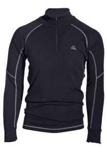 Varde trøye i merinoull/silke med half zip sort