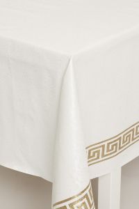 Voksduk Damask med bord Hvit-gull