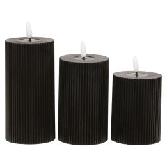 Led kubbelyssett 3stk Stripes Svart