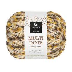 Multi dots garnnøste brun/safran detalj