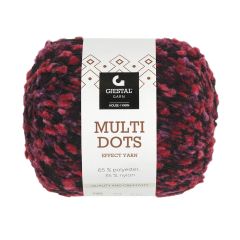 Multi dots garnnøste rød/lilla detalj
