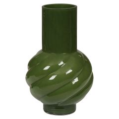 Vase i glass 28cm Spiral Mørkegrønn