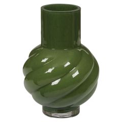 Vase i glass 21cm Spiral Mørkegrønn