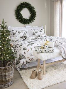 Sengesett flanell Juledrøm 140x200 Hvit