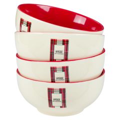 Skåler 4pk Hygge Rød-hvit