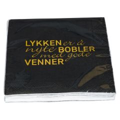 Serviett med tekst 12pk Sort