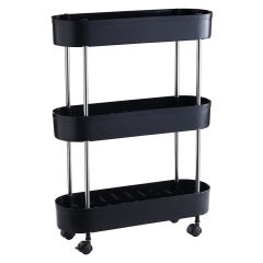 Rullebord 3 etg smalt  46,3x15x63cm Sort