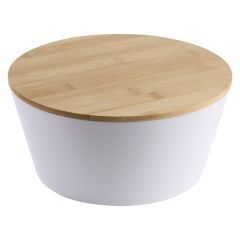 Salatskål med bambus lokkdia 25cm Hvit