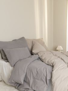 Sengesett bomull 140x200 stenvasket Beige