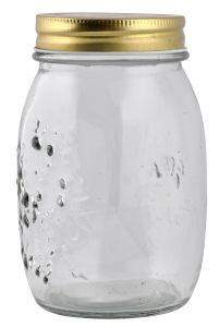Sylteglass 0,5l med skrulokk transparent med gullfarget lokk
