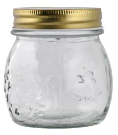 Sylteglass 0,25L med skrulokk transparent med gullfarget lokk