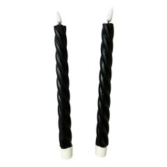 Led kronelys tvinnet 2pk Lullu sort