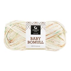 Baby bomull 50gr garnnøste 523-oransje/skarp grønn print