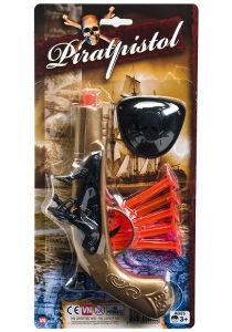 Piratsett med 5 piler og øyelapp 