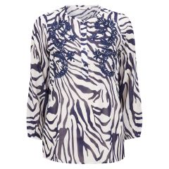 Marina Bluse Marine m/mønster