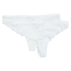 Amanda string truse ensfarget  2 pk Offwhite