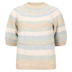 Sanne strikke topp Beige-grønn-blå