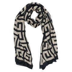 Sjal Eliza Sort-beige