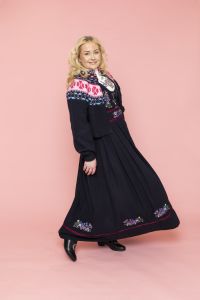 Strikkejakke Signe Marine-Rosa