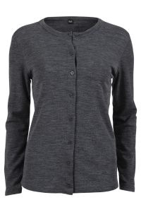 Super cardigan i 80% merinoull med knapper i samme farge. grå