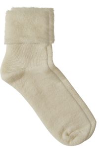 Frotterte merinoullsokker med brushet innside. offwhite