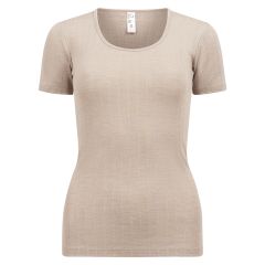T-skjorte i merinoull/silke Beige