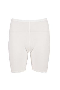 Eva Flora Shorts i merinoull med blondekant offwhite