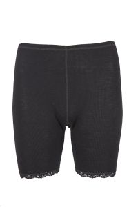 Eva Flora Shorts i merinoull med blondekant sort