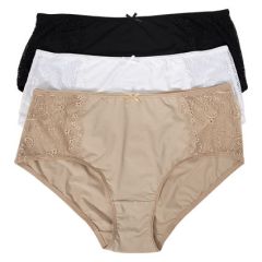 Basic Olivia Midi+ truse 3pk hvit, sort og beige