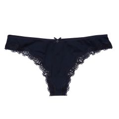 Ann  - String med blondekant blå.