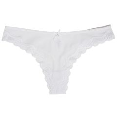 Ann  - String med blondekant hvit.