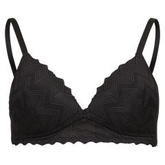 Vattert soft BH med blonder Sort