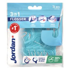 Jordan DF 3-in-1 Flosser med Fluor 36 stk