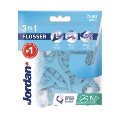 Jordan DF 3-in-1 Flosser med Fluor 36 stk 