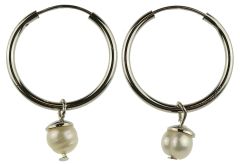 LASO Øreringer med perle Rhodium